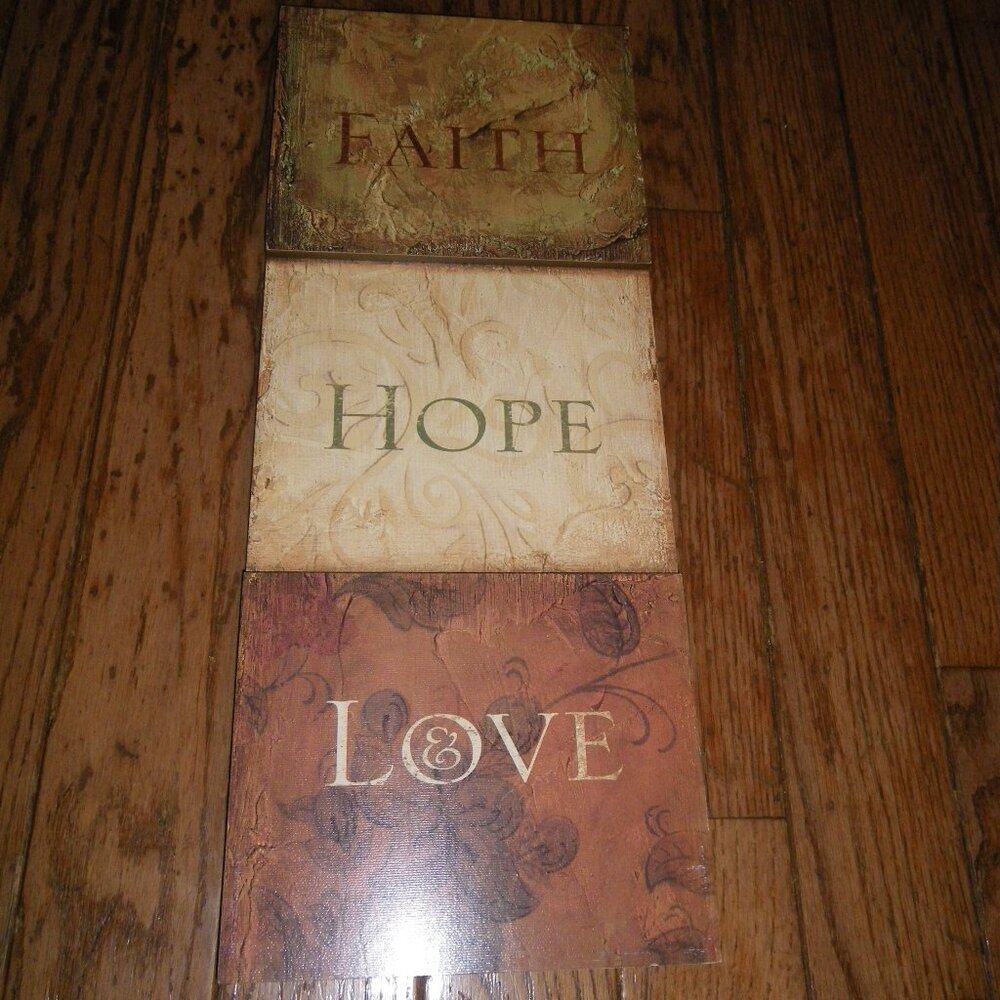 Faith, Hope & Love Wood Wall Hanging Home Decor "Love by Tammy Repp"